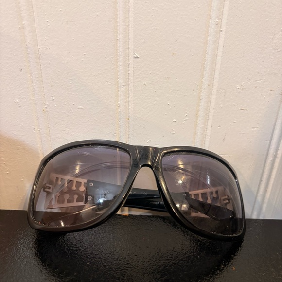 Vintage Rare black Chanel sunglasses with gold-tone decorative embellishment